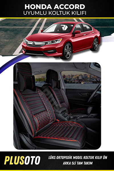 PlusOto مجموعة أغطية مقاعد السيارة المتوافقة مع سلسلة Honda Accord Plus Lux ب...