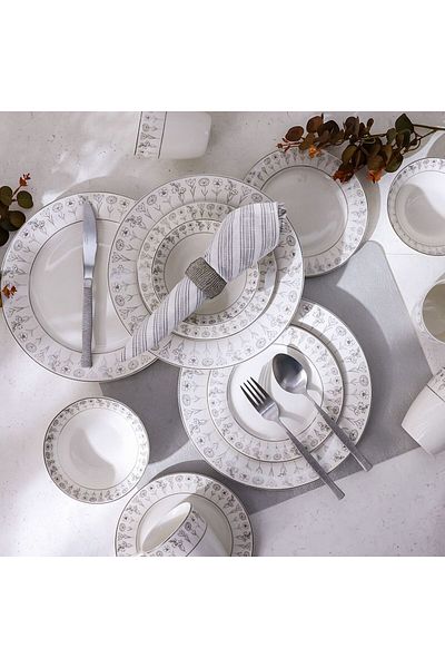 Danube Home Youthful Bite Sparkle 16-Piece New Bone China Dinner Set Serves-4