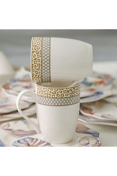 Danube Home Angelika 16-Pc Lotus Shape New Bone China Dinner Set-Serves 4