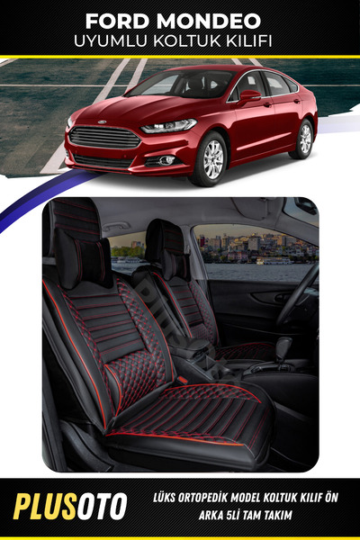 PlusOto مجموعة أغطية مقاعد السيارة المتوافقة مع سلسلة Ford Mondeo Plus Lux با...