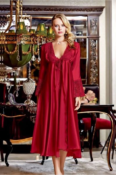 Jeremi Ecru Satin Nightgown Set 441