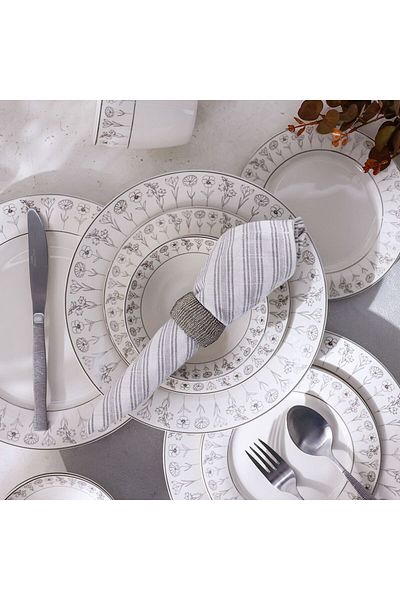 Danube Home Youthful Bite Sparkle 16-Piece New Bone China Dinner Set Serves-4