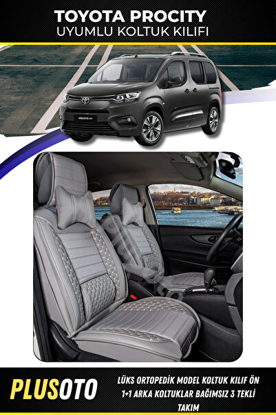 PlusOto Toyota Procity Compatible Rear 3 Single Plus Lux Series Gray Car Seat...