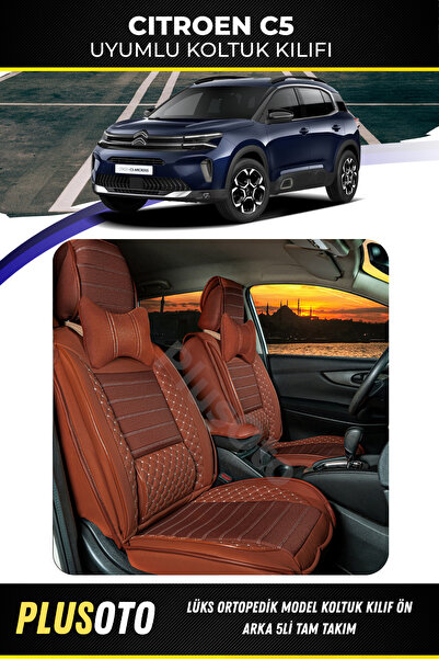 PlusOto مجموعة أغطية مقاعد السيارة المتوافقة مع Citroen C5 Plus Lux Series Ci...