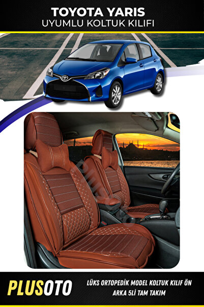 PlusOto مجموعة أغطية مقاعد السيارة المتوافقة مع تويوتا ياريس بلس لوكس سلسلة ا...