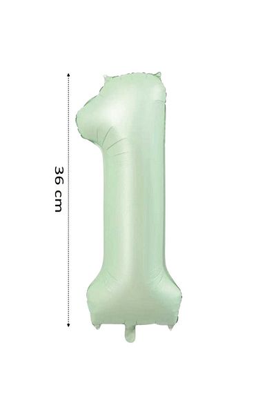 Onay Store Foil Balloon 1 Number Helium Balloon 36 cm Retro Green Color - 1 Year Old Balloon - 1 Year Old Balloon -1 Number Balloon
