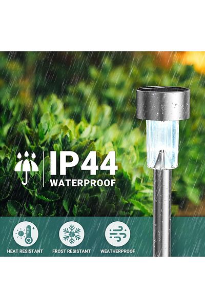 fulina 12Pack Stainless Steel Outdoor Solar Lights - Waterproof,LED Lighting Solar,for Pathway Patio Yard