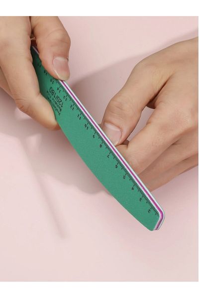 LA PERLA TECH 1PICS Nail File with Ruler Scale 120/180 Sanding Nail Filer Polish Thick Sandpaper Nail Buffer