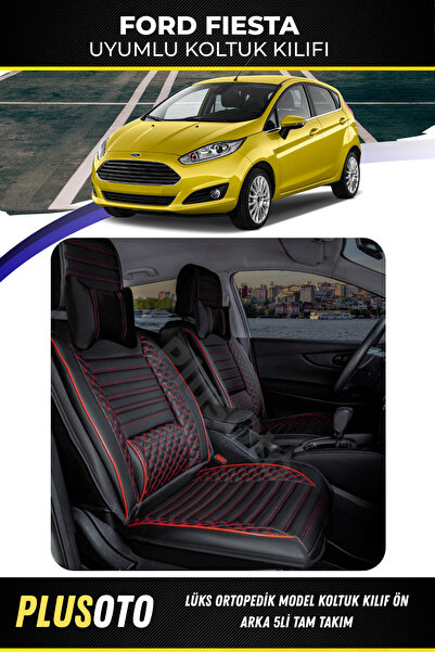 PlusOto مجموعة أغطية مقاعد السيارة المتوافقة مع Ford Fiesta Plus Lux Series ب...