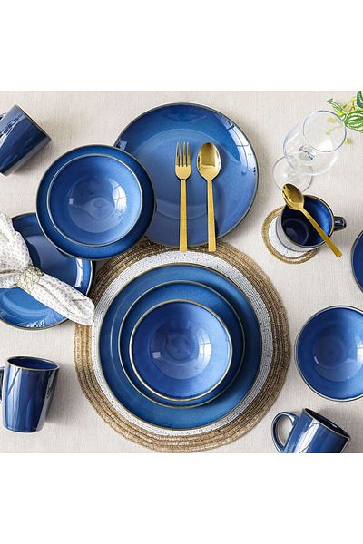 Danube Home Youthful Bite 16-Piece Porcelain Reactive Glazed Dinner Set-Serves 4