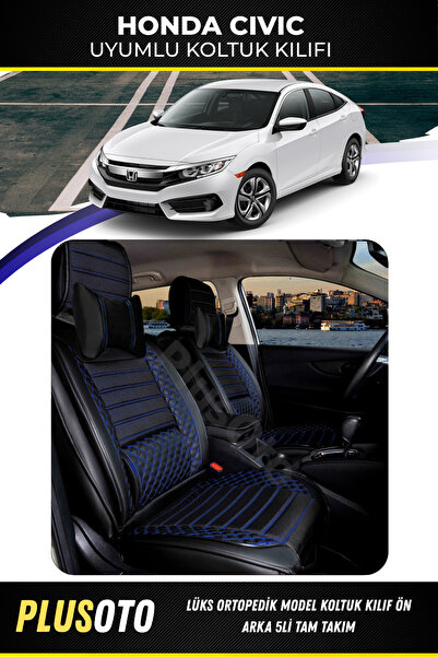 PlusOto مجموعة أغطية مقاعد السيارة المتوافقة مع سلسلة Honda Civic Plus Lux با...
