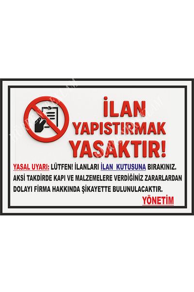 sıradışıhediyem Metal Adhesion Is Prohibited! Warning Sign It Is Forbidden to Affix an Advert. Double Taffeta Tape on the Back