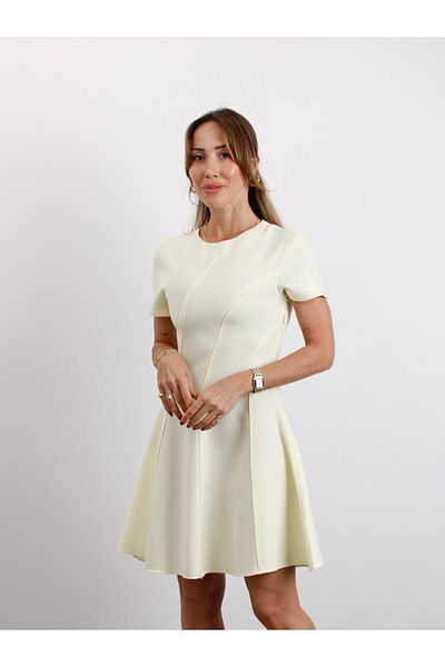 Maldia Shop Women's Short Sleeve Bias Yellow Bell Dress