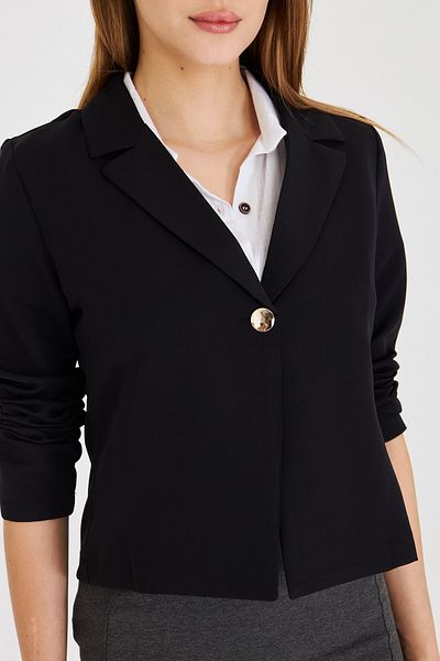 armonika Dámská černá jednoknoflíková Crop Jacket Arm-22y001237