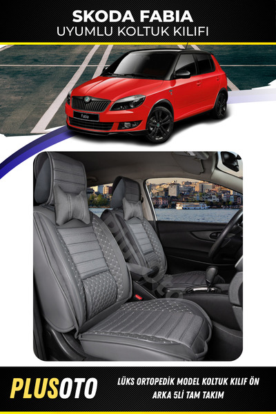 PlusOto مجموعة أغطية مقاعد السيارة المدخنة المتوافقة مع سلسلة سكودا فابيا بلس...