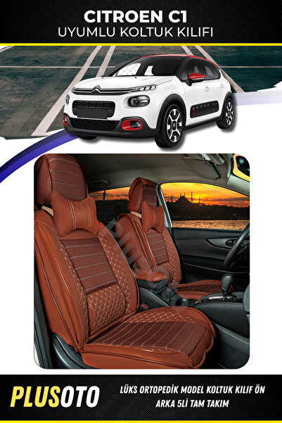 PlusOto مجموعة أغطية مقاعد السيارة المتوافقة مع Citroen C1 Plus Lux Series Ci...