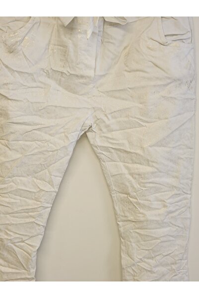 della moor Women's White Italian Gilded Shiny Pattern Trousers