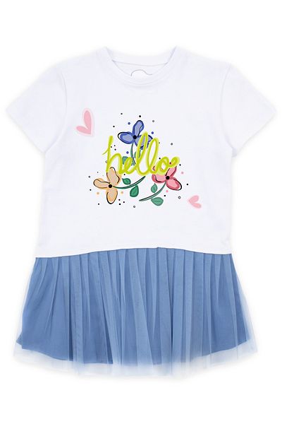 Mavipink Rochie tutu din tul din bumbac floral Hello pentru fete