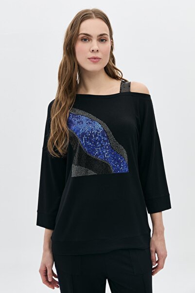 DAIDO Cobalt Blue transition wave patterned stone t-shirt