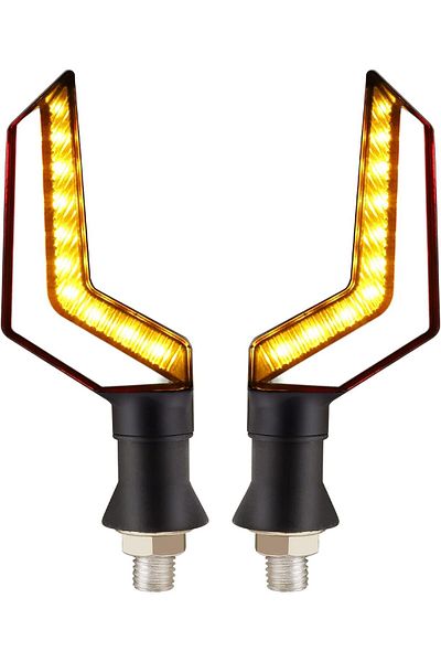 OEM Set 2 lampi Semnalizare Moto, model BUMERANG, cu 2 functii, pozitie si semnalizare, tensiune 12V