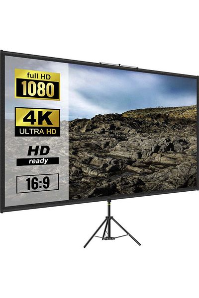 Velixo Projection Screen 100", 4K HD, 16:9, Tripod, 200–250 cm, 160° Angle, Portable, Indoor/Outdoor
