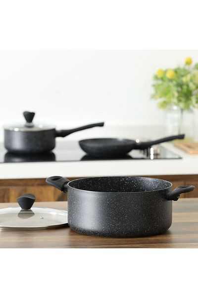 Danube Home Essential Casserole with Lid-Black Marble