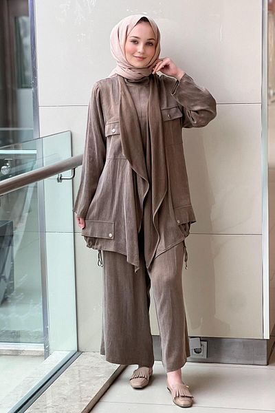 Ghisa 3-Piece Set with Pocket Detail and Double Breasted Collar Underwear