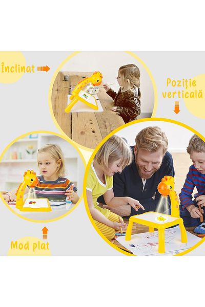 Pitikot Jucarie educationala tip tabla Pitikot®, masuta de desenat cu proiector,