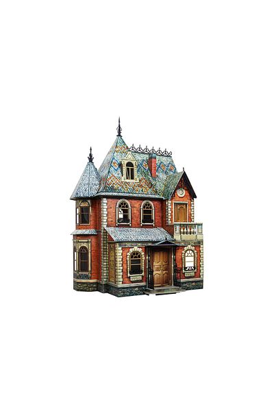 umbum 3D Puzzle Doll House Doll House I Lifelike Cardboard Model 1/12 Scale 106 Pieces 44 Cmx 44 cm X 67 cm