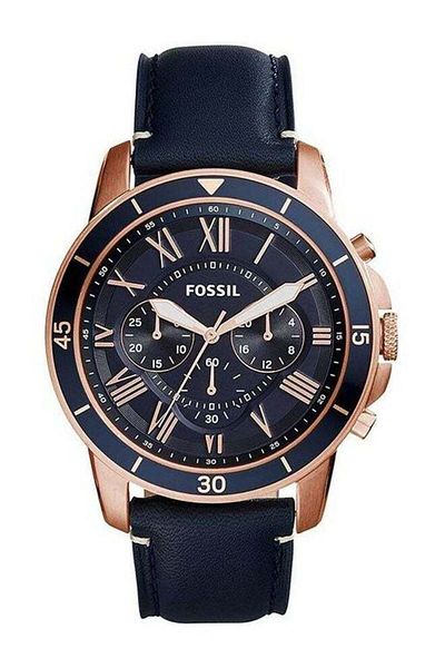 Fossil Men's Water Resistant Leather Analog Quartz Watch FS5237 - 44 mm - Blue