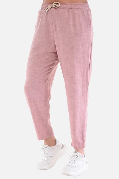 CEDY DENIM Women's Summer Large Size Synthetic Linen High Waist Elastic Narrow Leg Mom Pants C611
