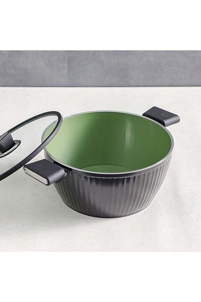 Danube Home Lines Casserole Black 24CM Titanium Teflon Deep Pot