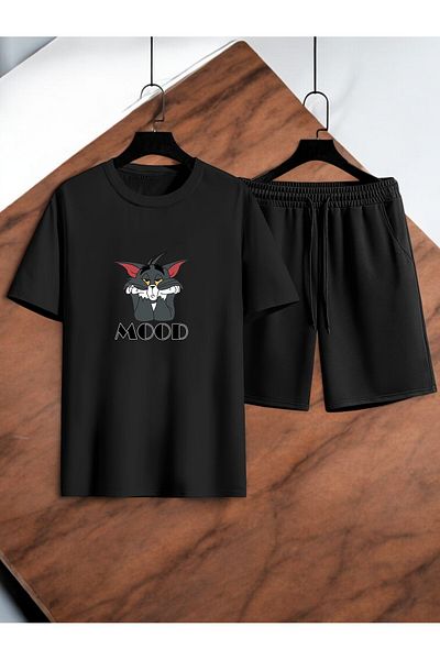 uyguntarz Unisex Mood Printed Design Shorts Set