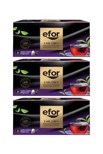 Efor Earl Gray Glass Tea Bag - Set of 25, 3 Pieces, 75 Pieces