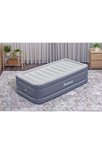 BESTWAY Tritech Air Mattress Twin Antimicrobial Built-in AC Pump 1.91m x 97cm x 51cm #6713G