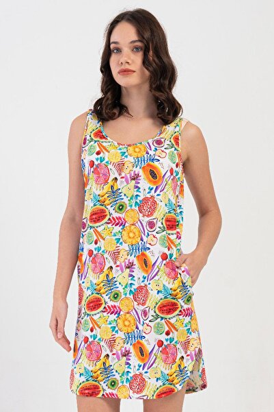 VİENETTA Cămașă de noapte galbenă cu bretele late pentru femei C2T0N2O804