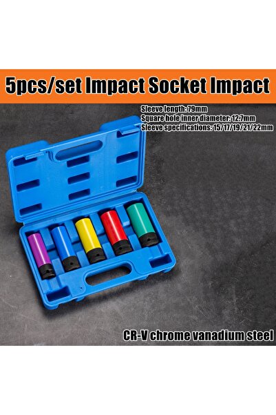 Choice1 5pcs set 1/2 Inch Drive Wheel Protector Impact Socket Thin Wall Deep Impact Socket Set Plastic Sleev
