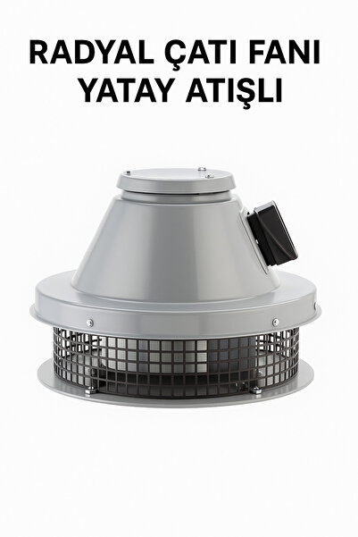 Badem10 Radyal Çatı Fanı Yatay Atışlı Endüstriyel Havalandırma Duman Tahliye Fanı 300 mm