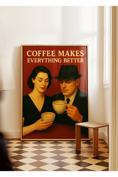 ARTHOUSECOLLECTIVE Bolje uz kafu - Dekorativni retro poster sa kafom - Poster...