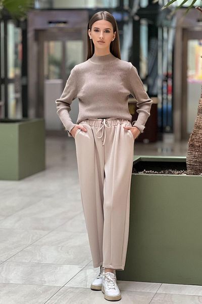 Ghisa Stitching Iron Trace Trousers with Elastic Waist