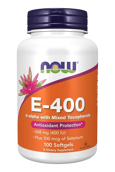 Now Foods Vitamin E-400iu with Mixed Tocopherols Plus 100mcg Selenium 100 Softgels
