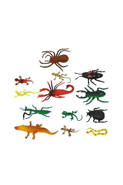 NillyToys 0716 Reptiles and Insects Animal Play Set with Bag 13 Pieces