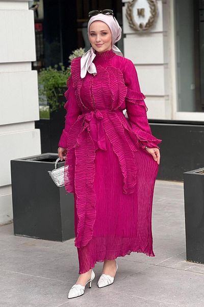 Mahal High Neck Ruffle Dress
