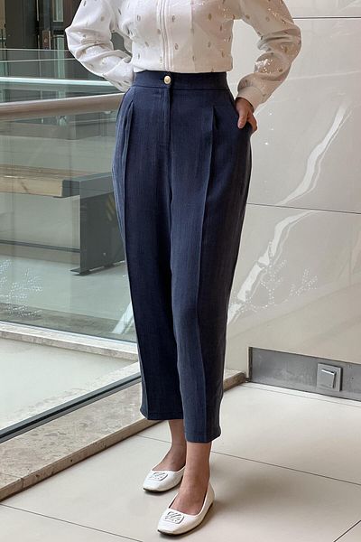 sentez giyim Synthesis Neptune Silk Cupra Carrot Pants