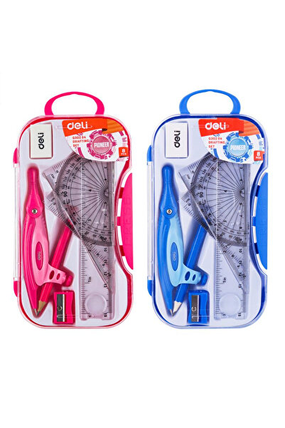 Deli Set de geometrie cu 7 piese, cutie de plastic Deli