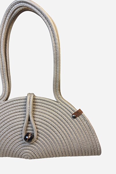 MaVaux Mia Natural Wooden Beaded Straw Look Shoulder Bag