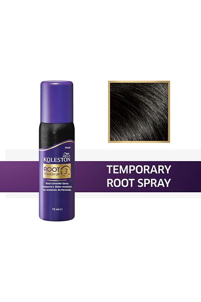 Wella Koleston Root Touch Up Spray - Instant 100% Grey Coverage In 3s - Black, 75ml X 3