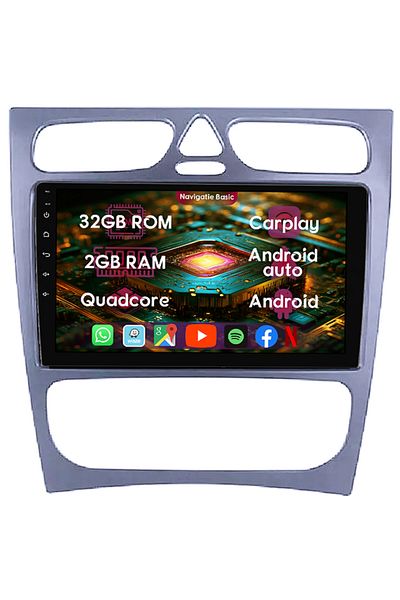 navi-it Navigatie dedicata Mercedes C-Class W203 2000-2004, 2GB RAM 32GB ROM, Quad Core, Display 9" Full HD