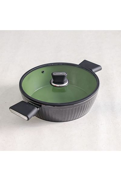 Danube Home Lines Shallow Casserole Black 26CM Titanium Teflon Flat Pot