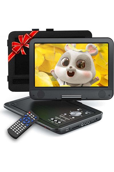 Velixo Player DVD portabil 10,5", HD, rotativ la 270°, USB, SD, AV, mufă, telecomandă, încărcător auto, husă